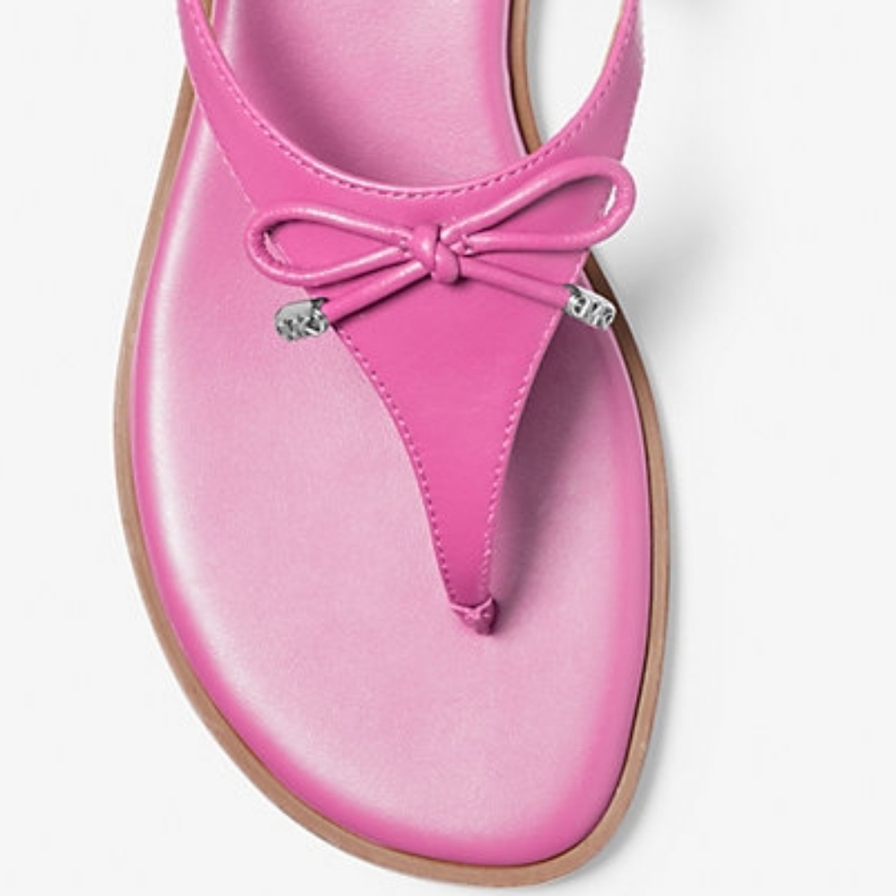 New MICHAEL Michael Kors Nori Leather T-Strap Sandal Sz 7.5 - Picture 3 of 10